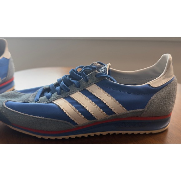 Adidas Blue White Red Retro Sneakers Womens Athletic Shoes Size 5 - Picture 4 of 11